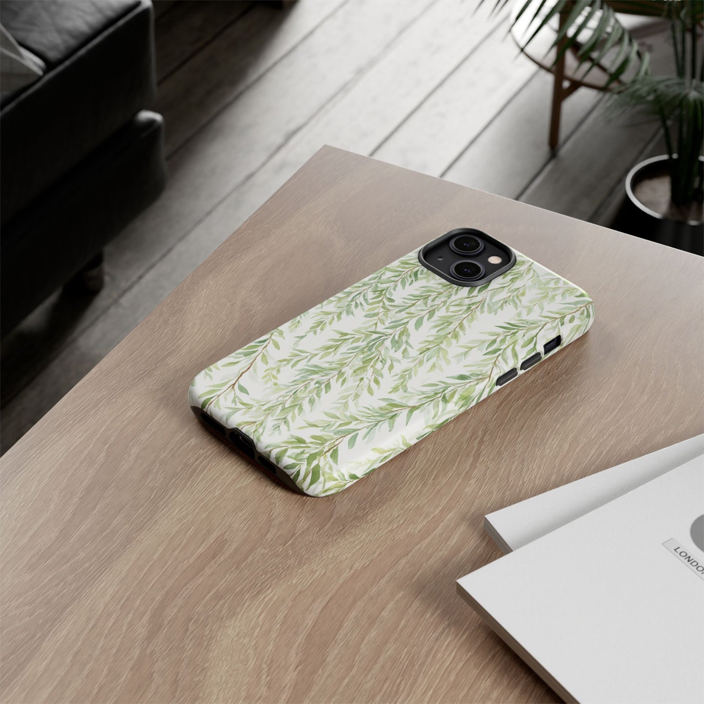 Willow Branch Phone Case — Green Botanical Tough Case