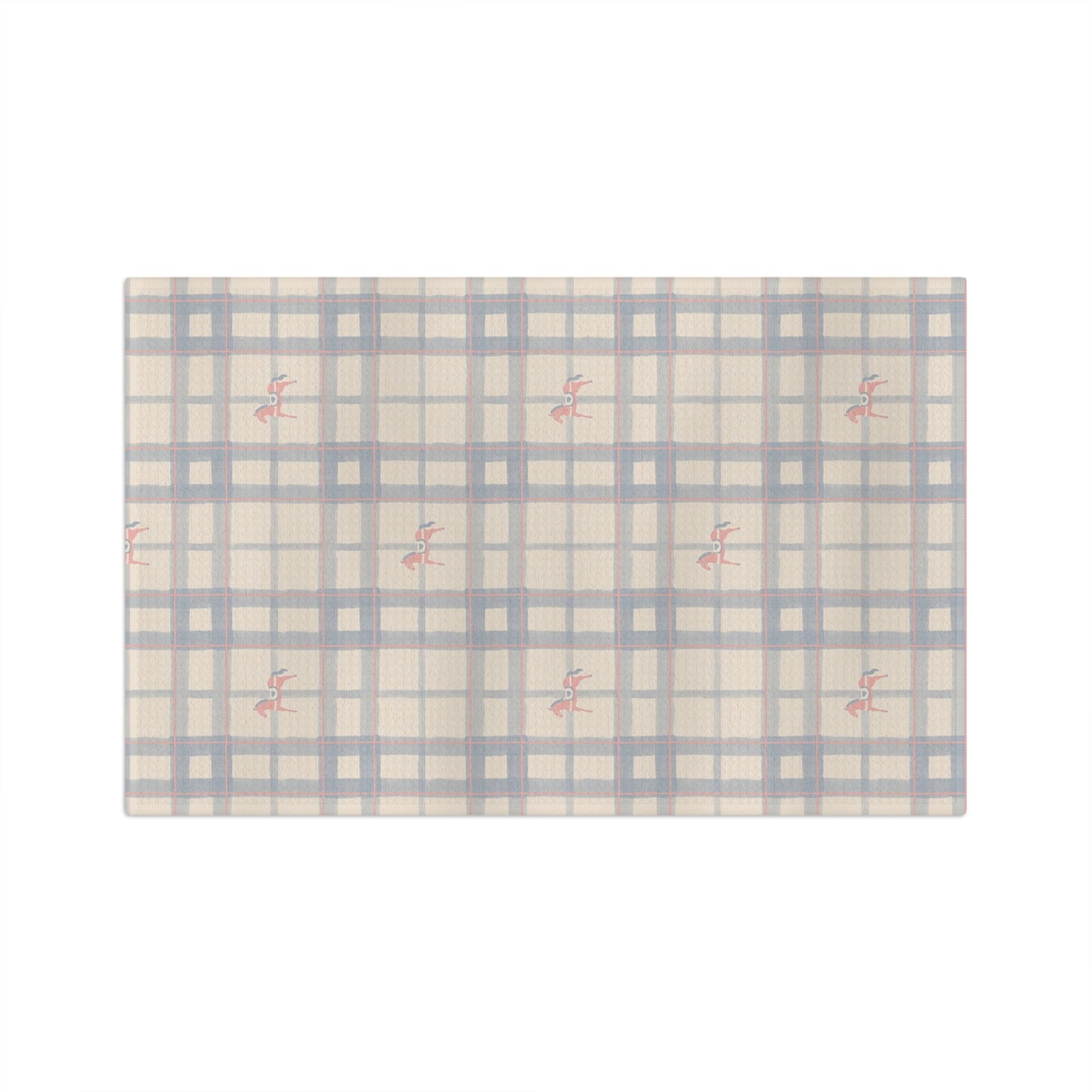 Plaid Flamingo Microfiber Tea Towel — Vintage Blue Check Kitchen Towel