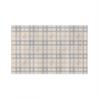 Plaid Flamingo Microfiber Tea Towel — Vintage Blue Check Kitchen Towel
