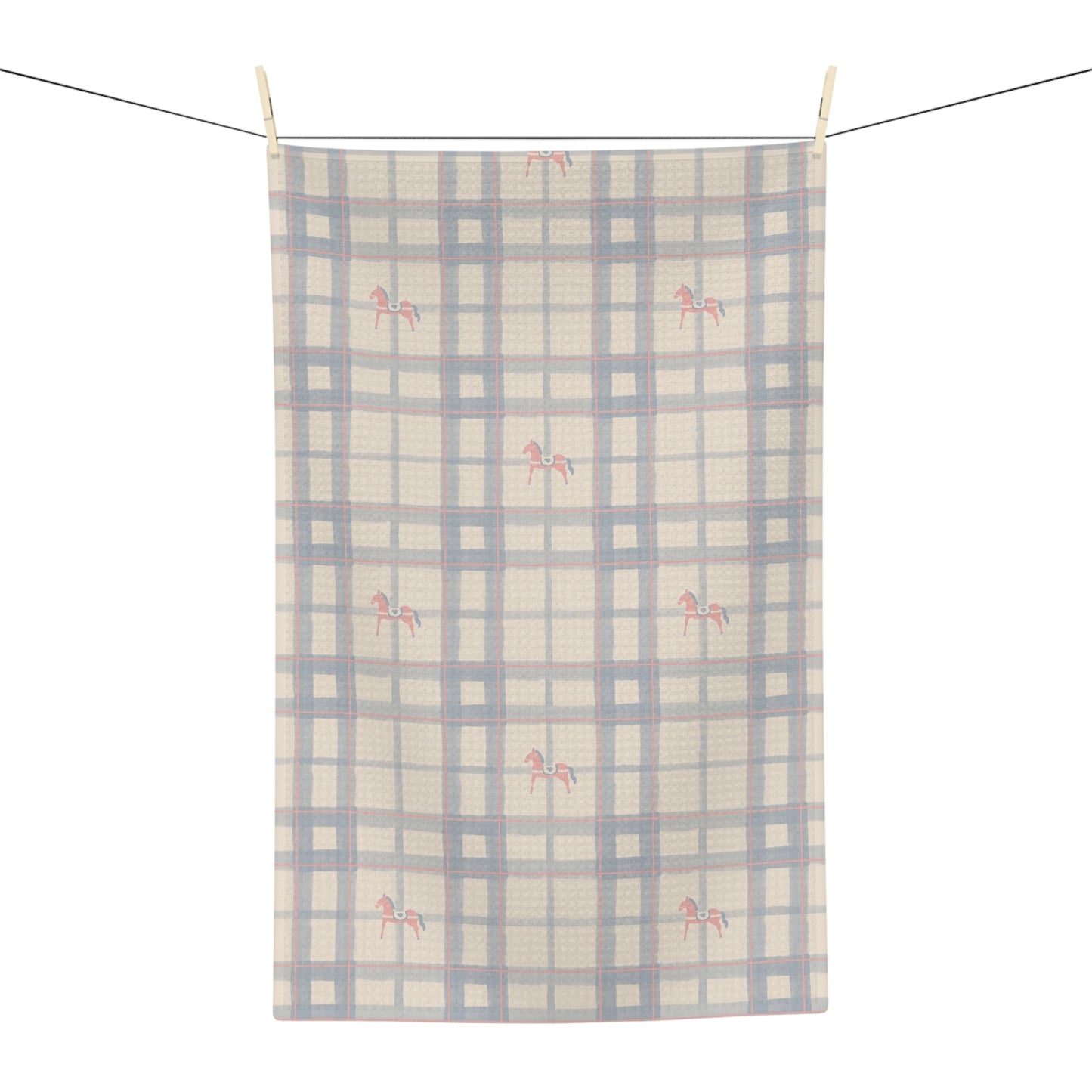 Plaid Flamingo Microfiber Tea Towel — Vintage Blue Check Kitchen Towel