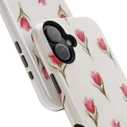 Floral Tulip Pattern Magnetic Impact-Resistant Phone Case