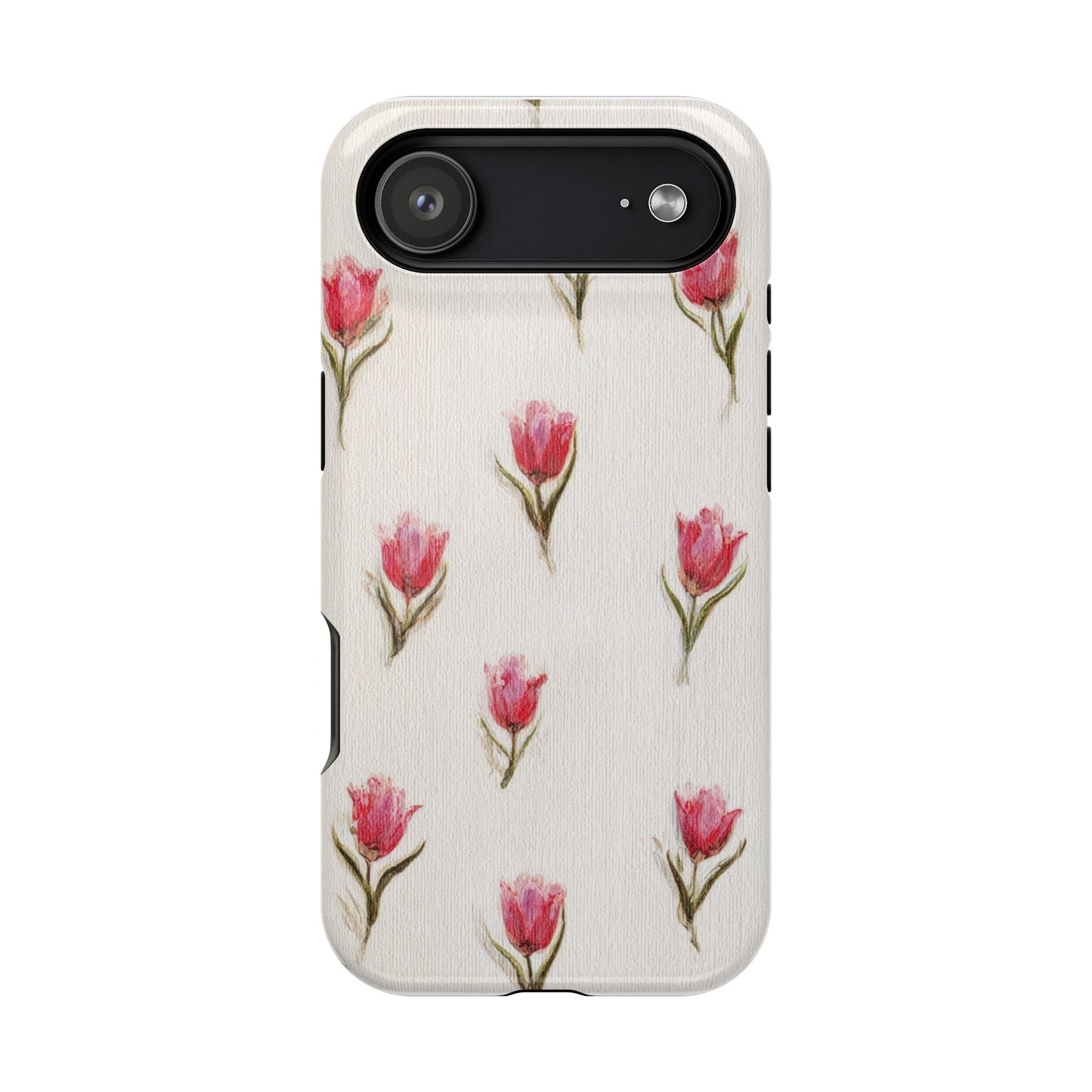 Floral Tulip Pattern Magnetic Impact-Resistant Phone Case