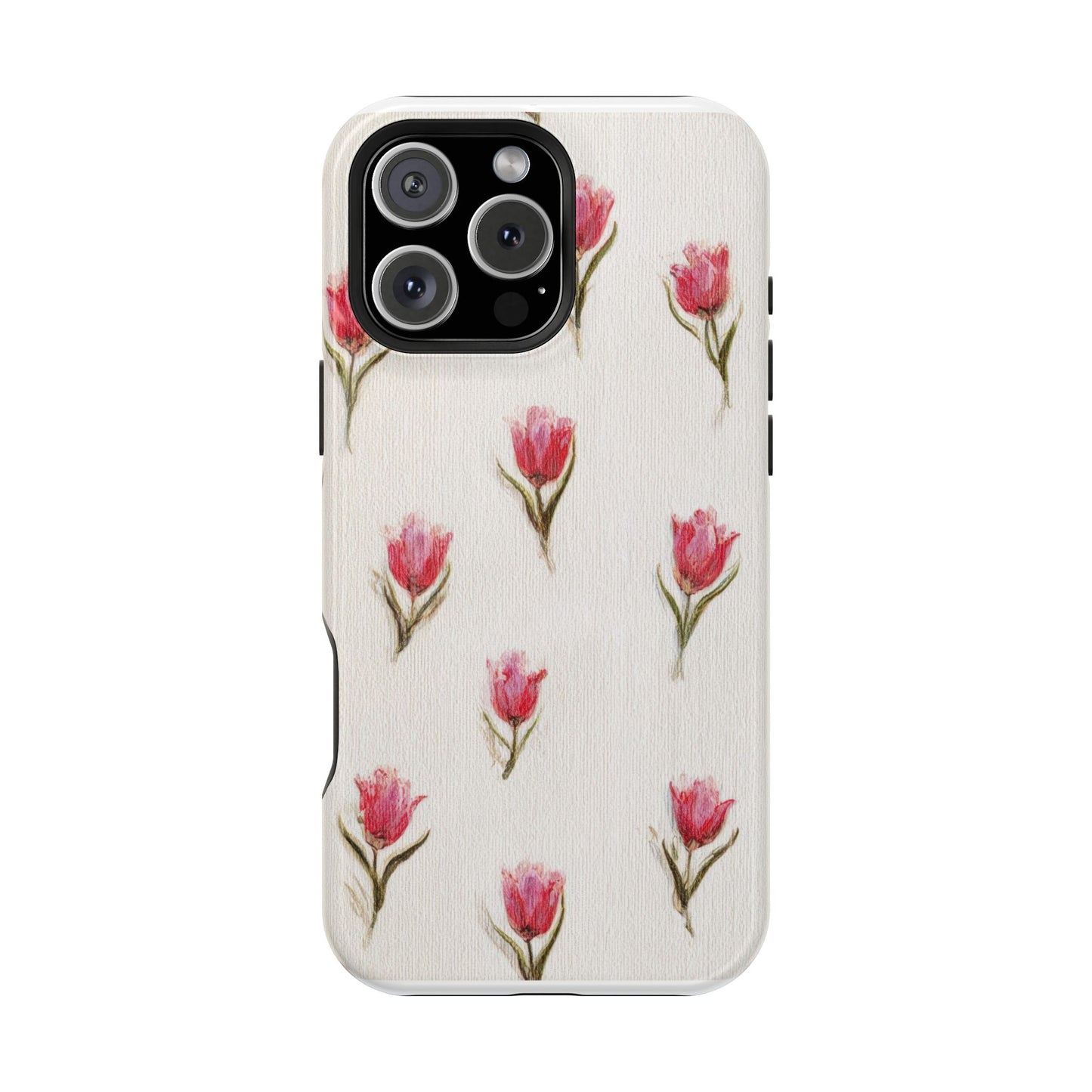 Floral Tulip Pattern Magnetic Impact-Resistant Phone Case