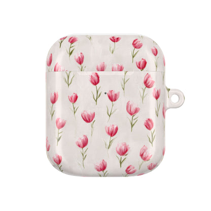 AirPod Case — Pink Watercolor Tulip Floral Protective Cover
