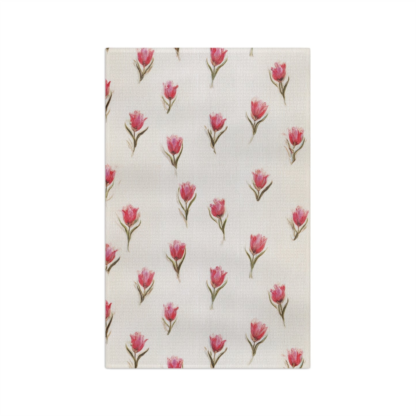 Pink Tulip Microfiber Tea Towel — Floral Kitchen Decor & Gift