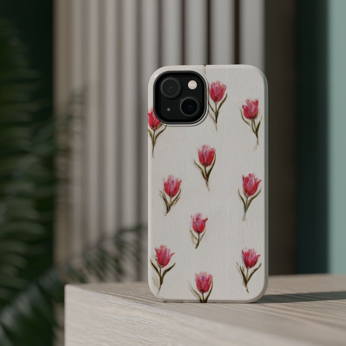 Floral Tulip Pattern Magnetic Impact-Resistant Phone Case