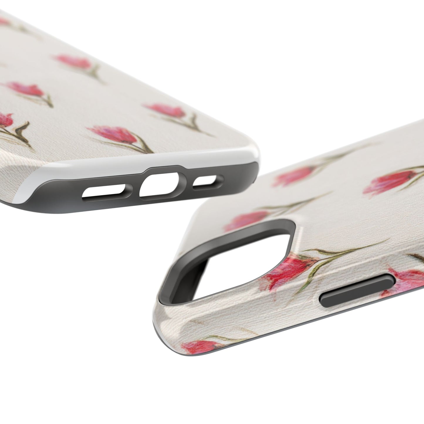 Floral Tulip Pattern Magnetic Impact-Resistant Phone Case