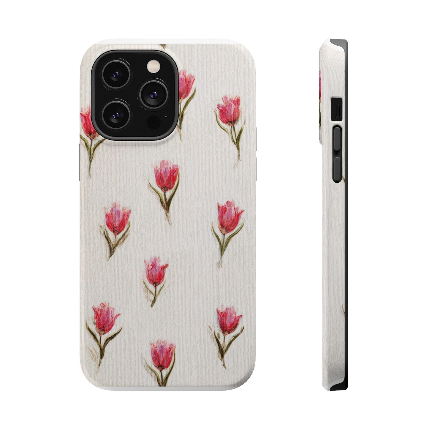 Floral Tulip Pattern Magnetic Impact-Resistant Phone Case