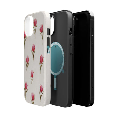 Floral Tulip Pattern Magnetic Impact-Resistant Phone Case
