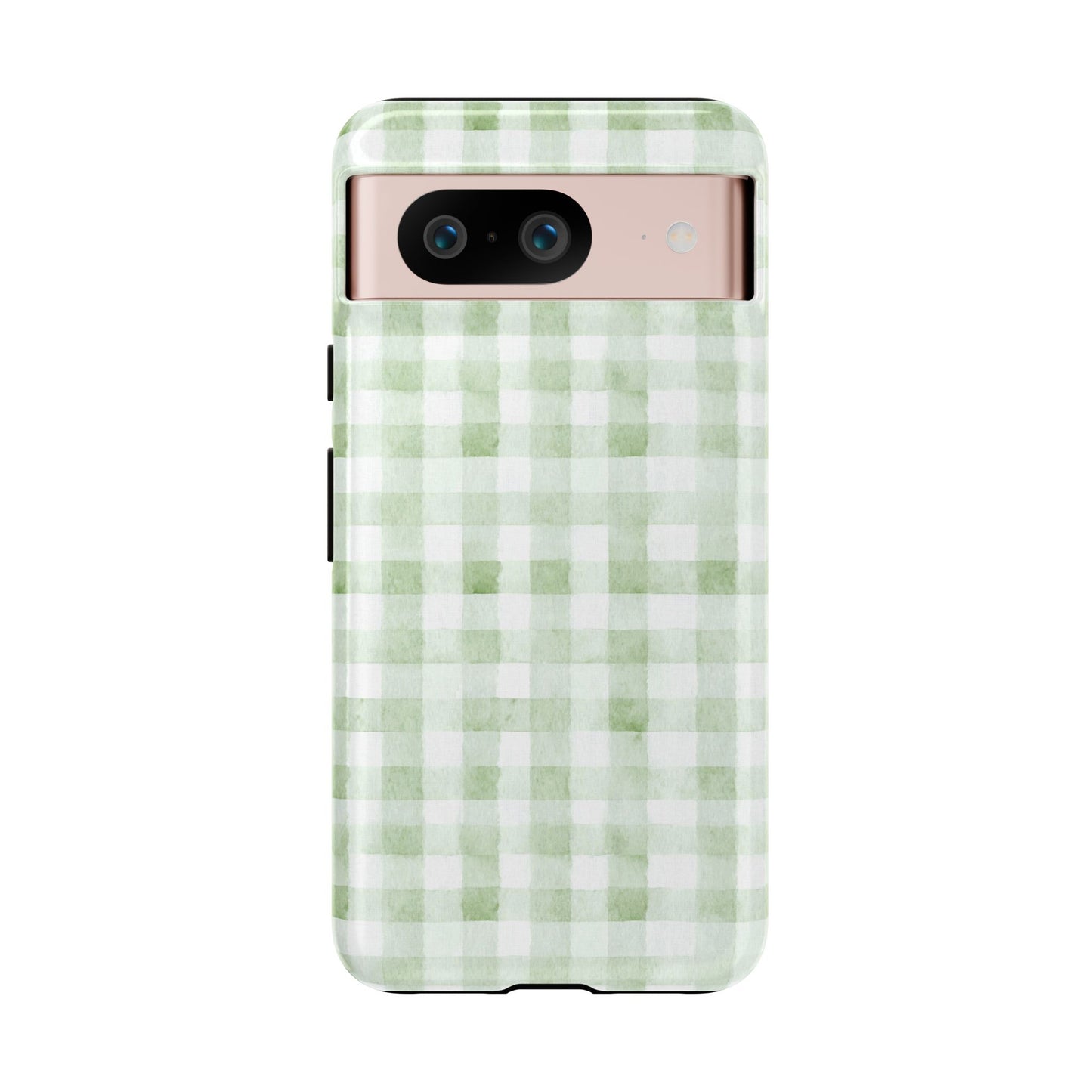 Green Gingham Tough Phone Case — Durable Plaid iPhone Protective Cover