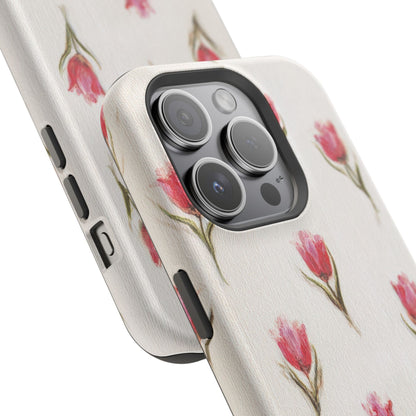 Floral Tulip Pattern Magnetic Impact-Resistant Phone Case