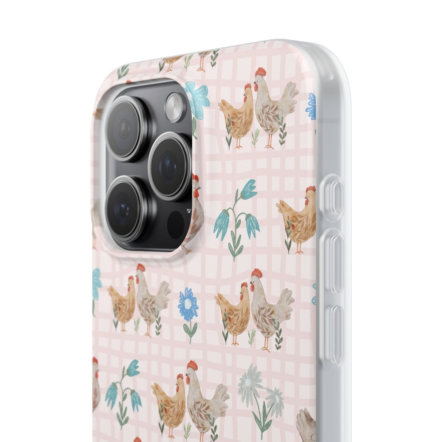 Chicken Pattern Phone Case — Pastel Farmhouse Floral iPhone Cover