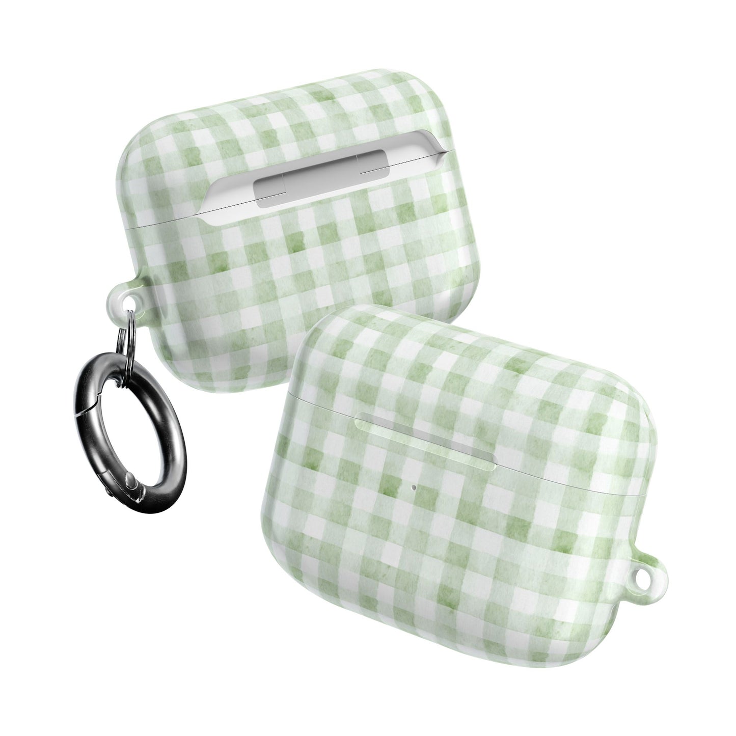Green Gingham AirPod Case — Pastel Plaid Protective Cover