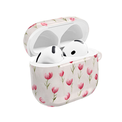 AirPod Case — Pink Watercolor Tulip Floral Protective Cover