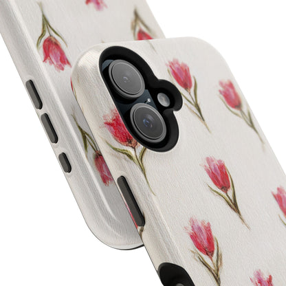 Floral Tulip Pattern Magnetic Impact-Resistant Phone Case