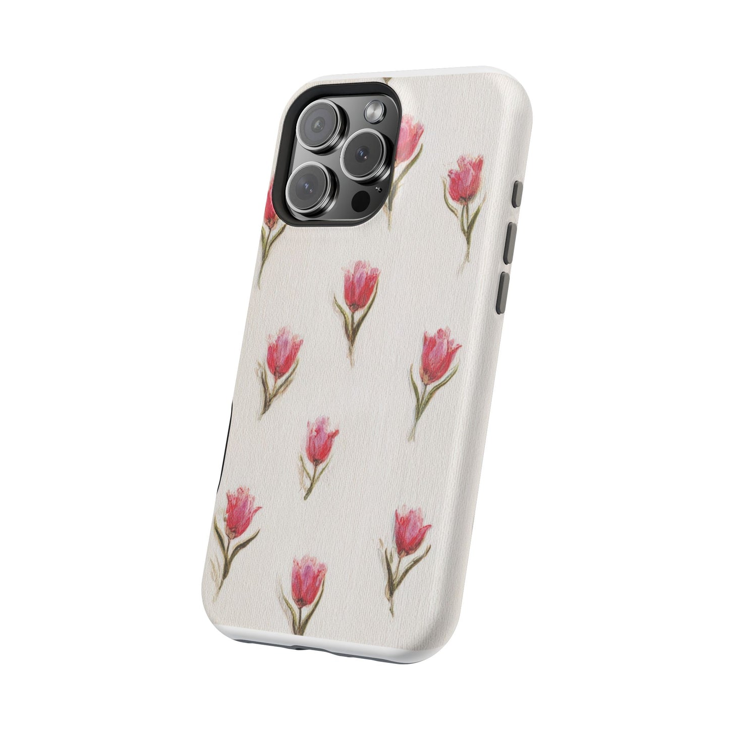 Floral Tulip Pattern Magnetic Impact-Resistant Phone Case