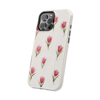 Floral Tulip Pattern Magnetic Impact-Resistant Phone Case