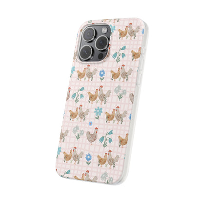 Chicken Pattern Phone Case — Pastel Farmhouse Floral iPhone Cover