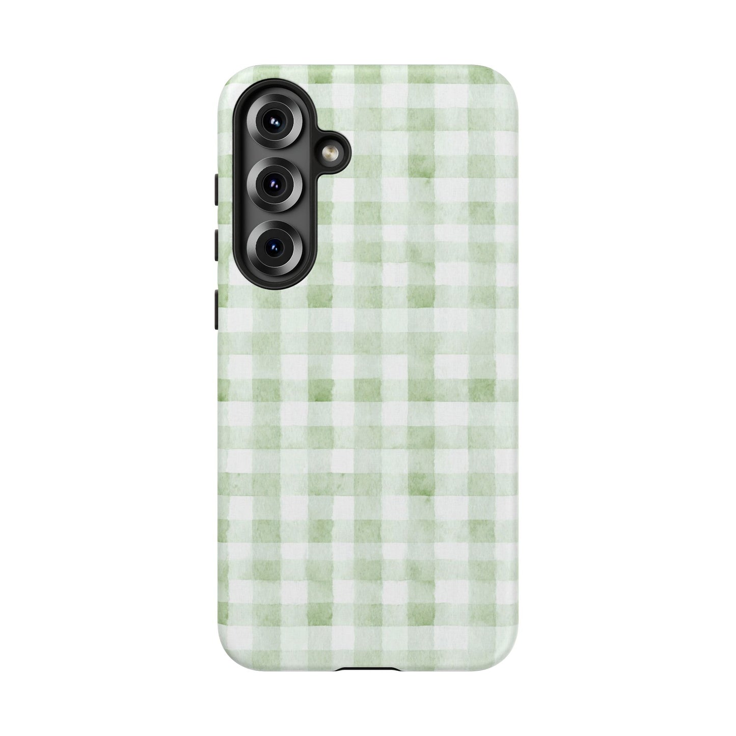 Green Gingham Tough Phone Case — Durable Plaid iPhone Protective Cover