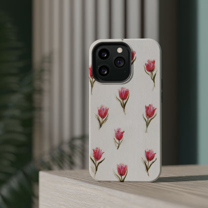 Floral Tulip Pattern Magnetic Impact-Resistant Phone Case