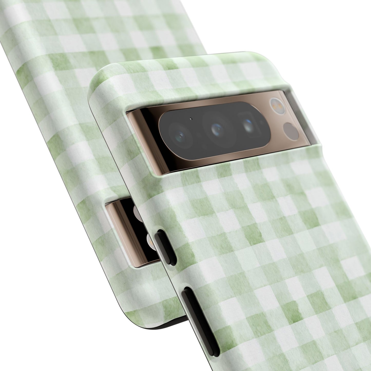 Green Gingham Tough Phone Case — Durable Plaid iPhone Protective Cover