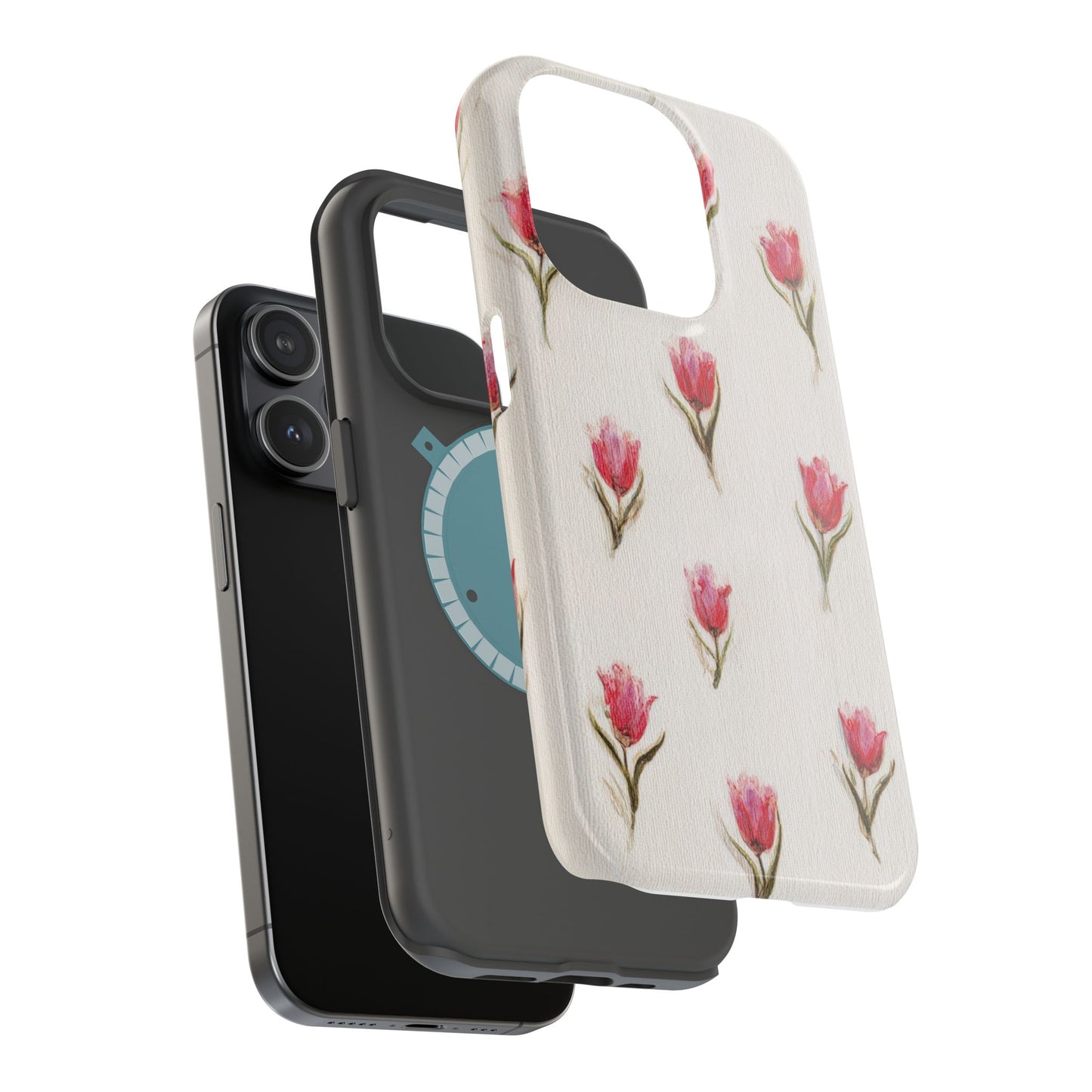 Floral Tulip Pattern Magnetic Impact-Resistant Phone Case