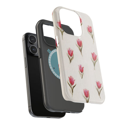 Floral Tulip Pattern Magnetic Impact-Resistant Phone Case