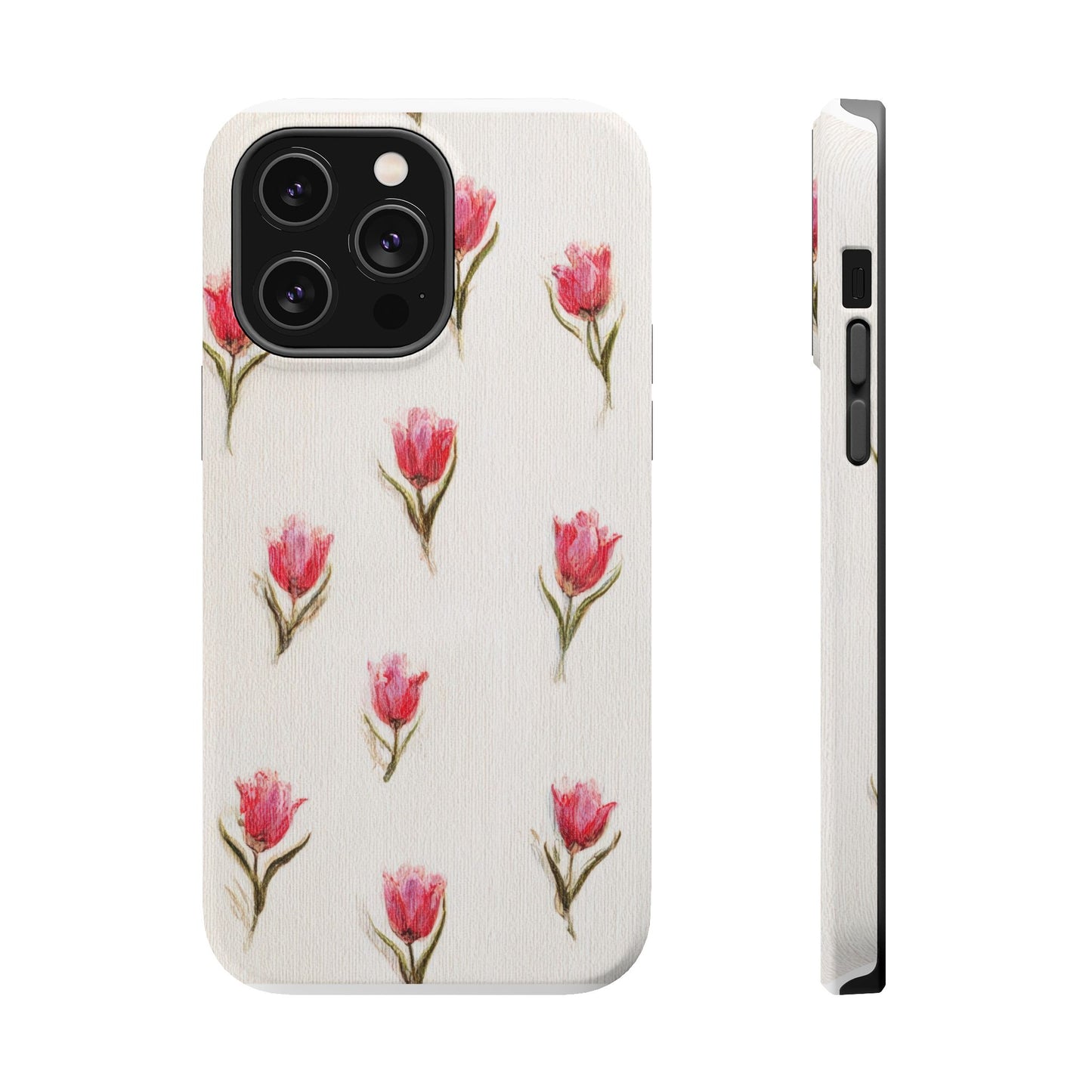 Floral Tulip Pattern Magnetic Impact-Resistant Phone Case