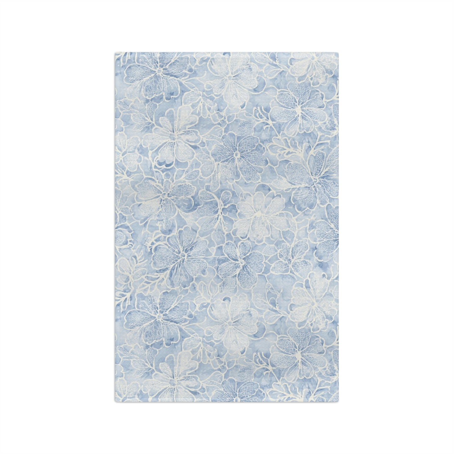 Blue Floral Microfiber Tea Towel — Watercolor Hydrangea Kitchen Towel