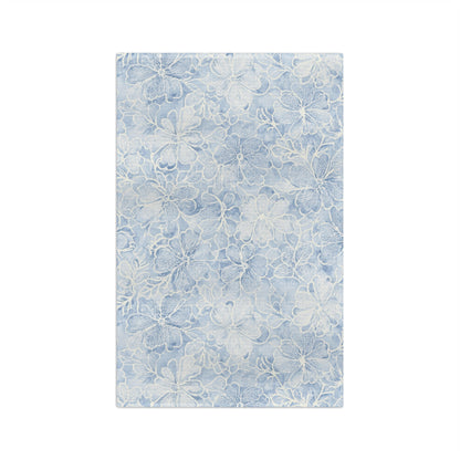 Blue Floral Microfiber Tea Towel — Watercolor Hydrangea Kitchen Towel