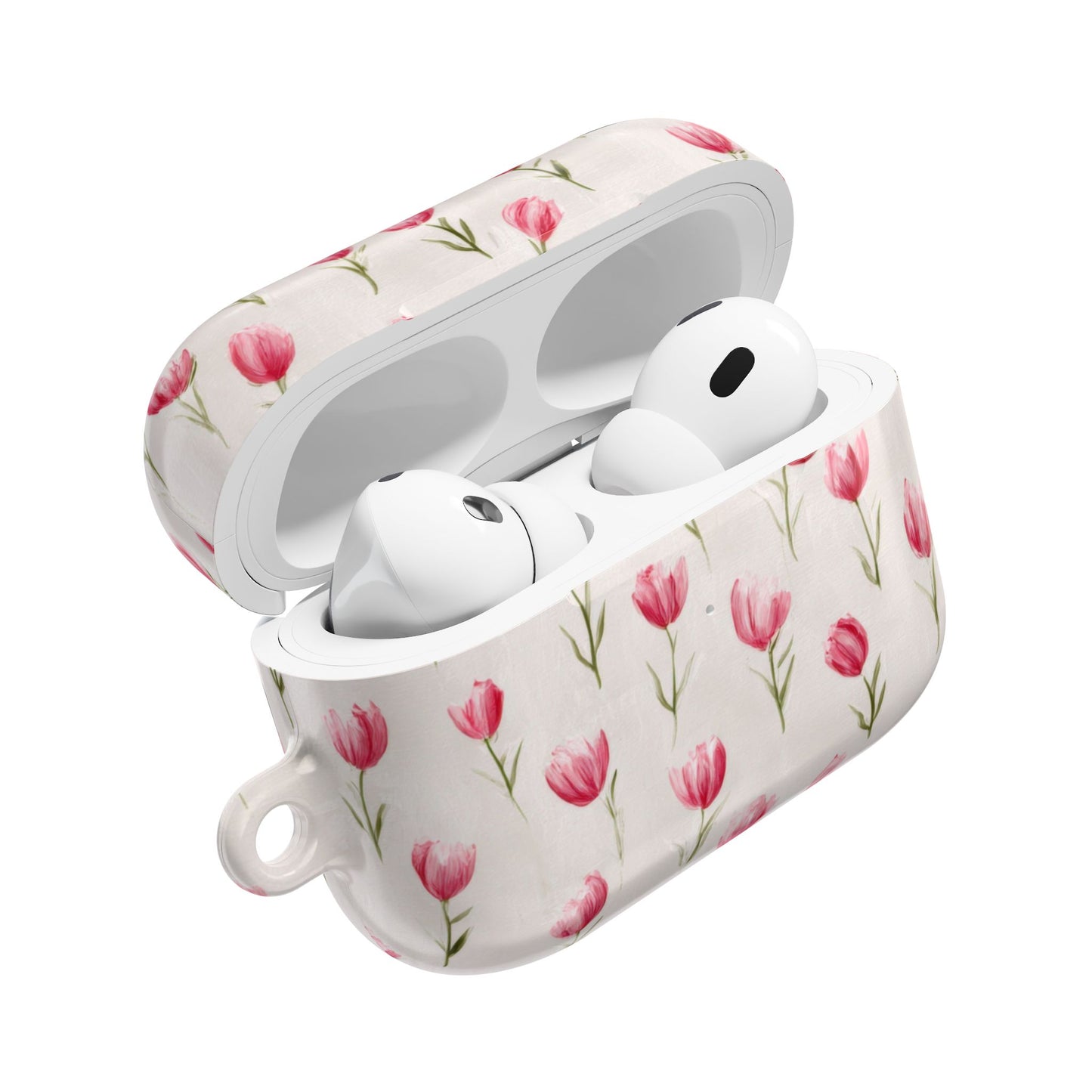 AirPod Case — Pink Watercolor Tulip Floral Protective Cover