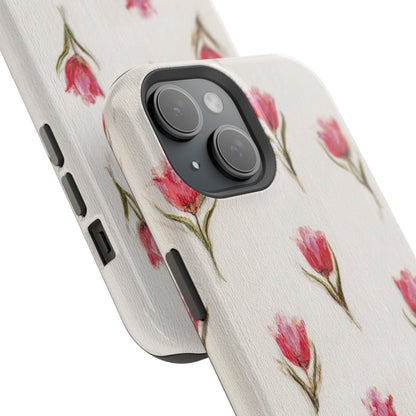 Floral Tulip Pattern Magnetic Impact-Resistant Phone Case