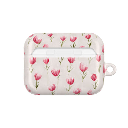 AirPod Case — Pink Watercolor Tulip Floral Protective Cover
