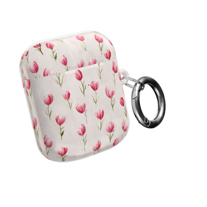 AirPod Case — Pink Watercolor Tulip Floral Protective Cover