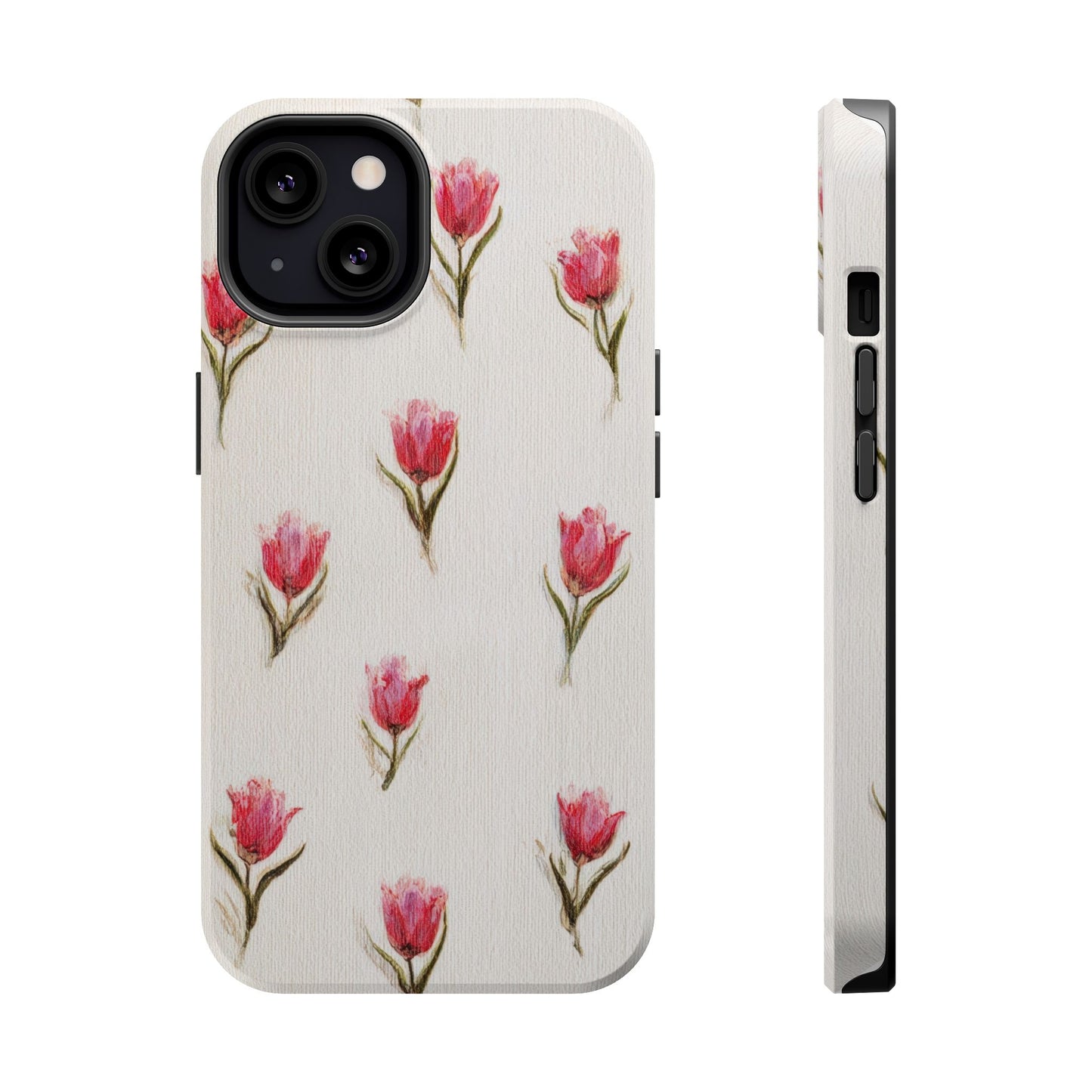 Floral Tulip Pattern Magnetic Impact-Resistant Phone Case