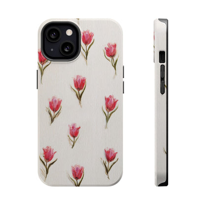 Floral Tulip Pattern Magnetic Impact-Resistant Phone Case