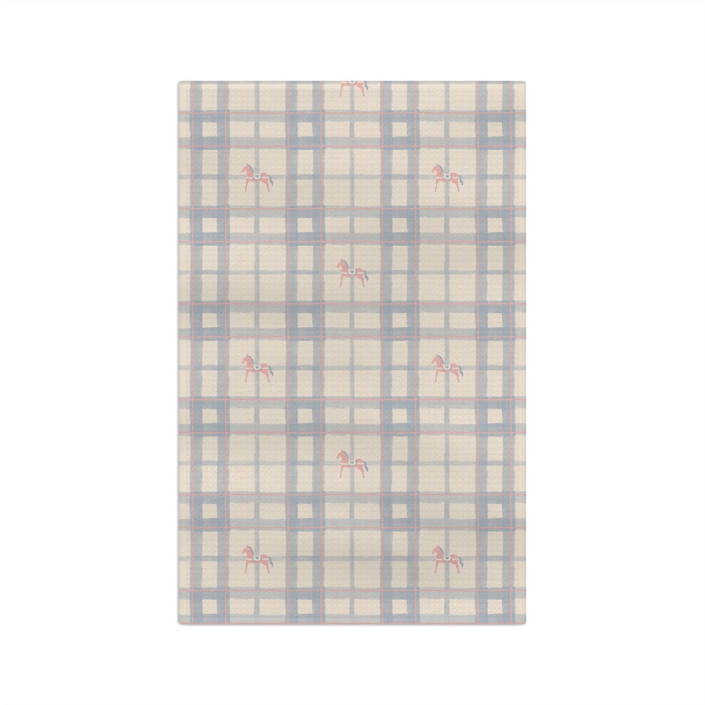 Plaid Flamingo Microfiber Tea Towel — Vintage Blue Check Kitchen Towel