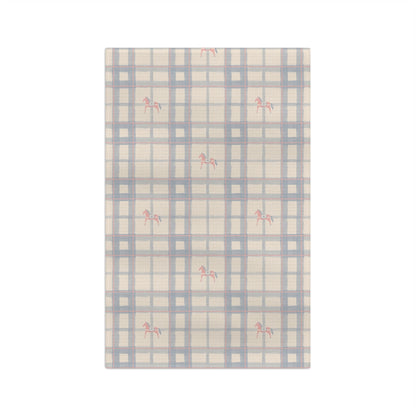 Plaid Flamingo Microfiber Tea Towel — Vintage Blue Check Kitchen Towel