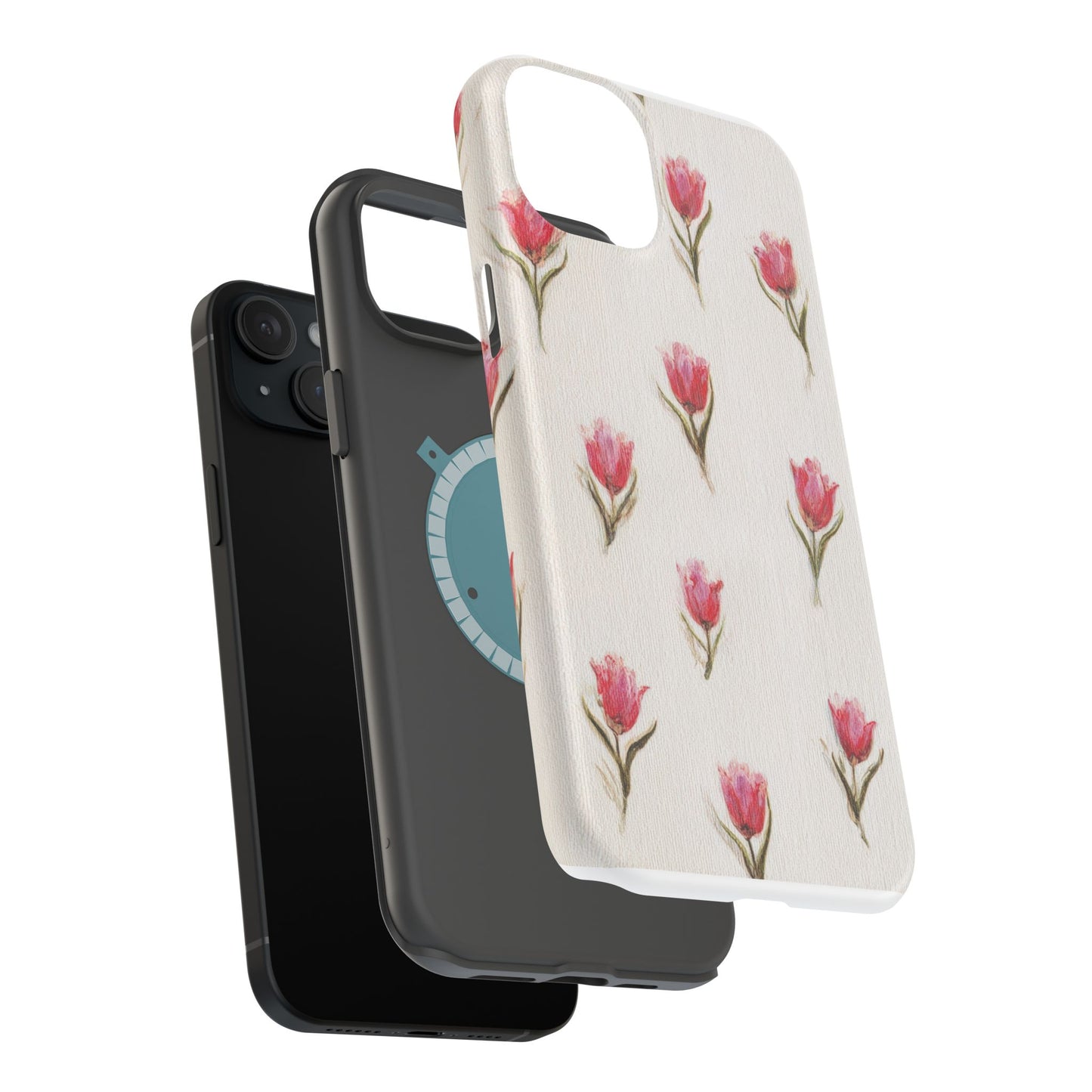 Floral Tulip Pattern Magnetic Impact-Resistant Phone Case