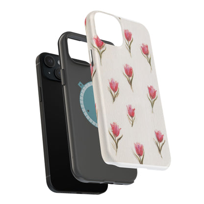 Floral Tulip Pattern Magnetic Impact-Resistant Phone Case
