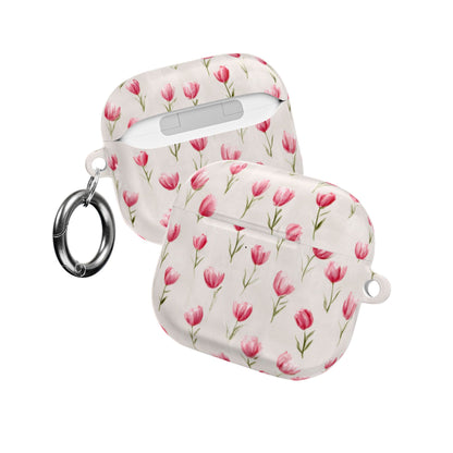 AirPod Case — Pink Watercolor Tulip Floral Protective Cover