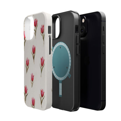 Floral Tulip Pattern Magnetic Impact-Resistant Phone Case