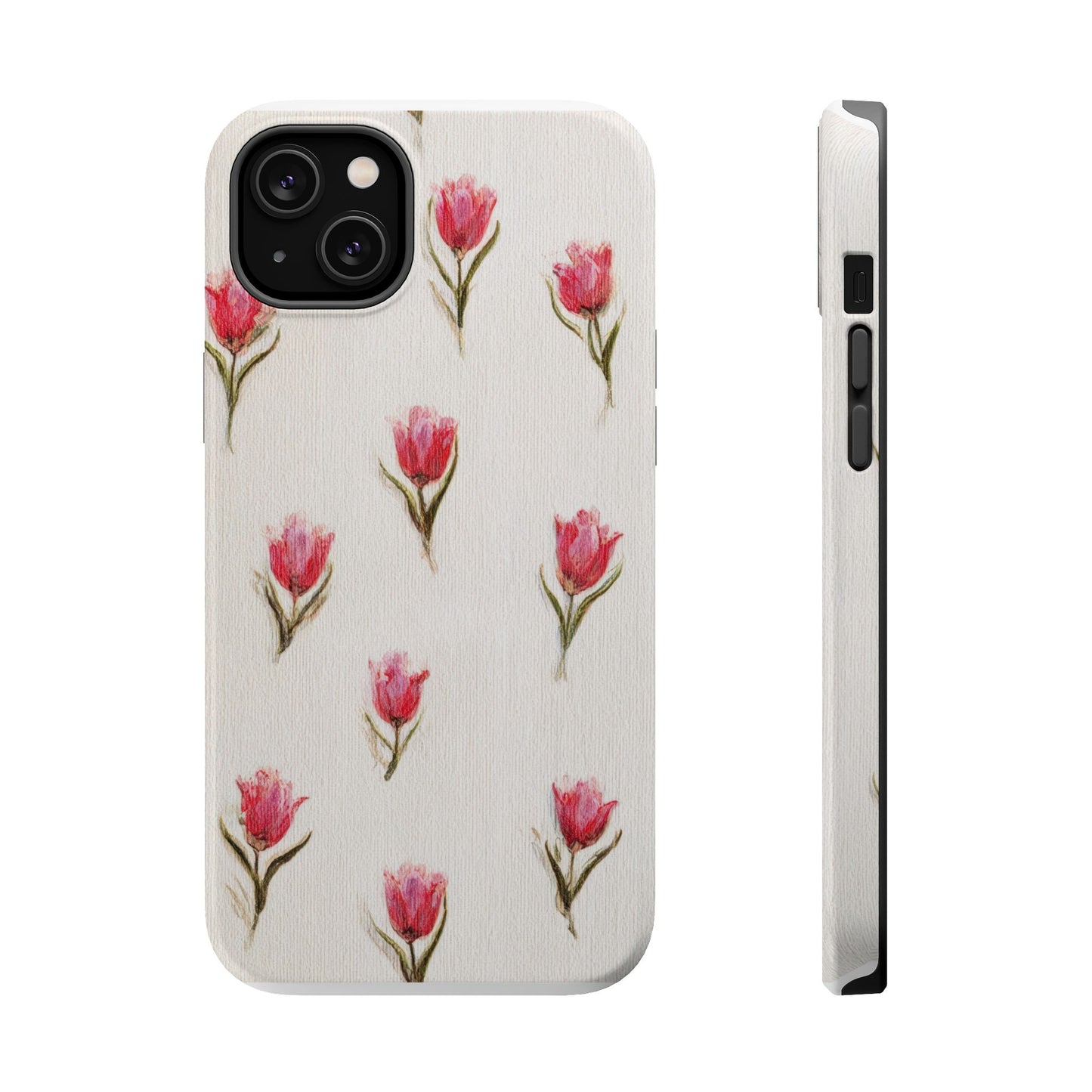 Floral Tulip Pattern Magnetic Impact-Resistant Phone Case