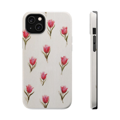 Floral Tulip Pattern Magnetic Impact-Resistant Phone Case