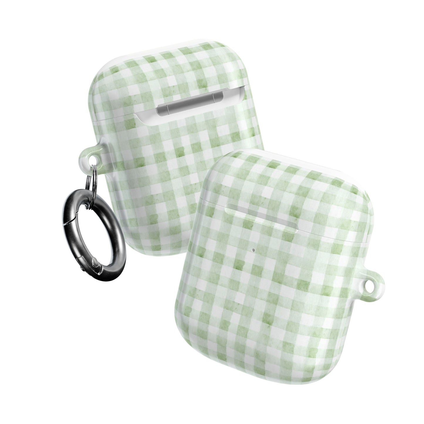 Green Gingham AirPod Case — Pastel Plaid Protective Cover