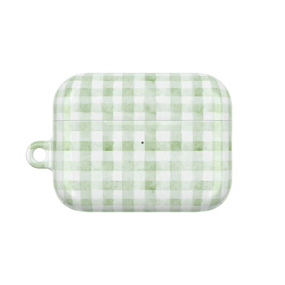 Green Gingham AirPod Case — Pastel Plaid Protective Cover