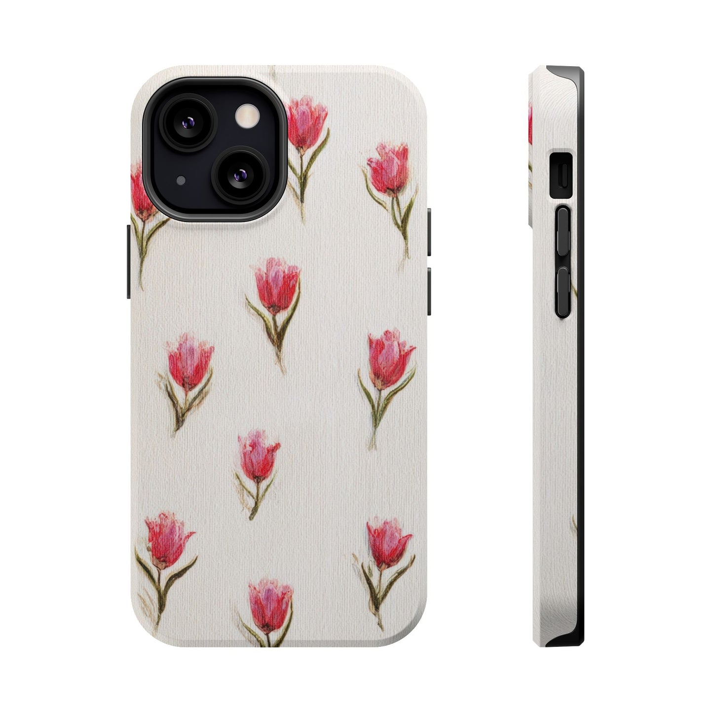 Floral Tulip Pattern Magnetic Impact-Resistant Phone Case