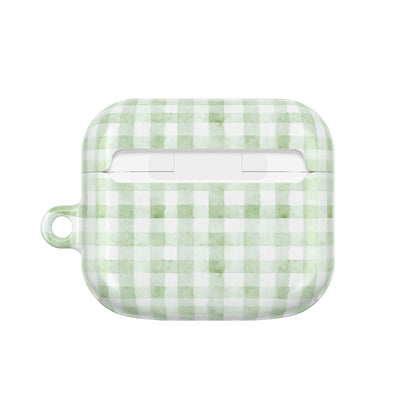 Green Gingham AirPod Case — Pastel Plaid Protective Cover