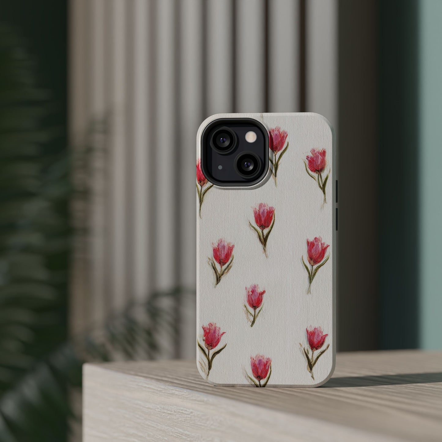 Floral Tulip Pattern Magnetic Impact-Resistant Phone Case