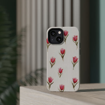 Floral Tulip Pattern Magnetic Impact-Resistant Phone Case